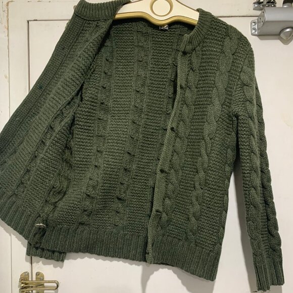 VINTAGE HEAVYWEIGHT CABLE KNIT SWEATER CARDIGANS SIZE M - Picture 8 of 12